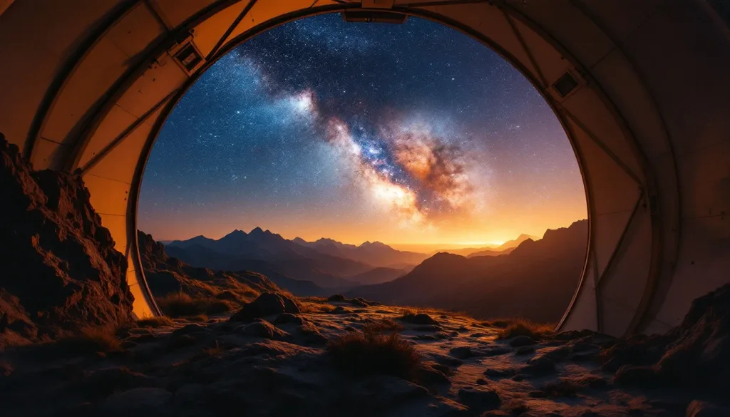 Mountain observatory under the Milky Way