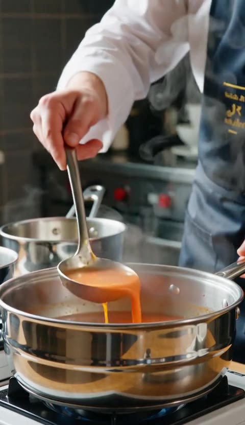 Cinematic close-up of food preparation