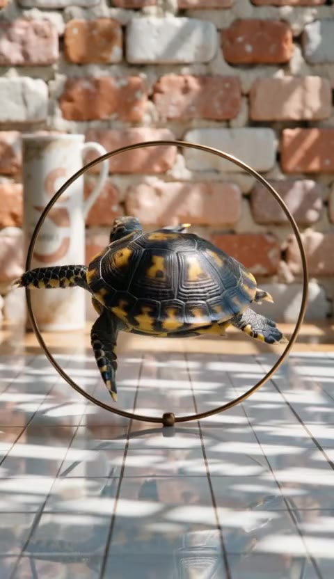 Smooth 360-degree orbit around a luxury product turtle wear