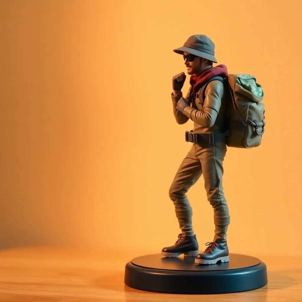 Detailed explorer action figure with backpack and map