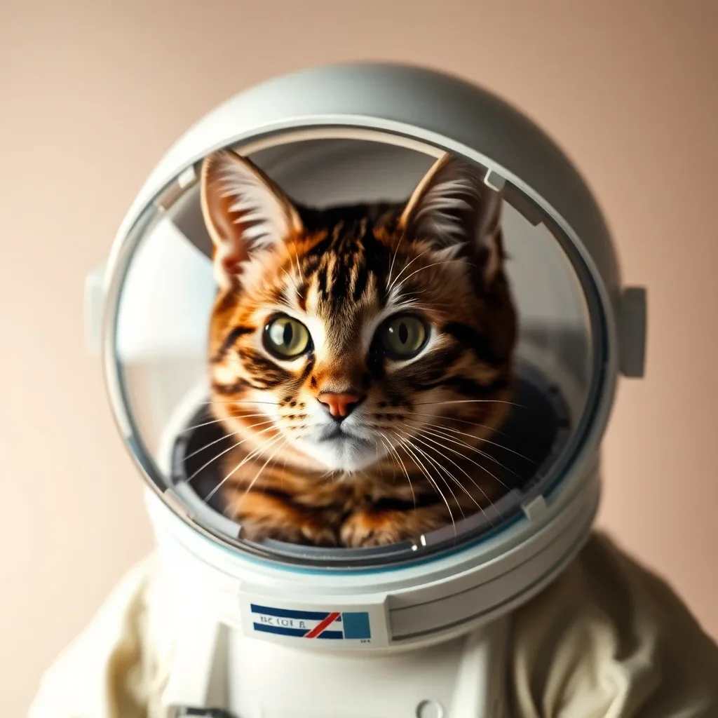 Tabby cat as an astronaut