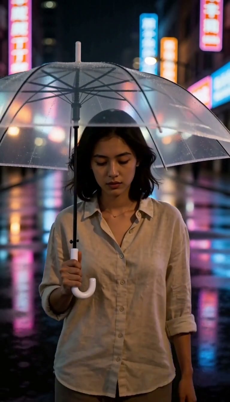 Neon rain walk