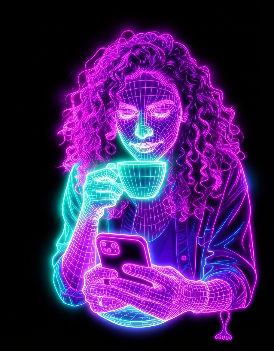 Neon wireframe look