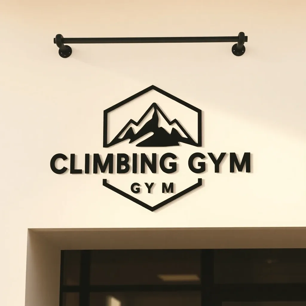 Bold emblem logo for a climbing gym